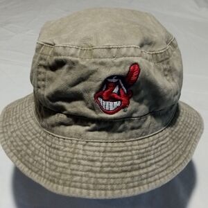MLB Tan Bucket Hat with Red Logo